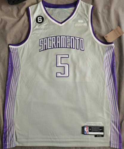 NBA 5 Fox Sacramento Kings 22-23 city Maillot grey avec patches imprimé